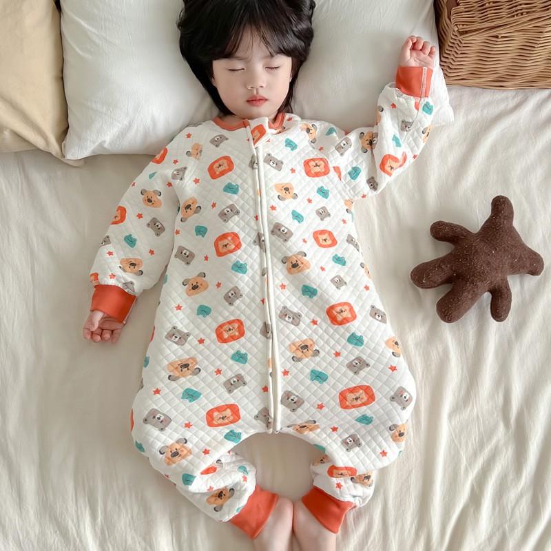 Winter Toddler Sleep Sack With Legs Cotton Pajamas Warm Thickened No-Seam Baby Sleepwear 1-3 Years