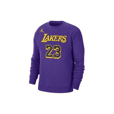 Camiseta Casual de Manga Comprida com Gola Redonda Número Letra Los Angeles Lakers Masculina Tops Roxo Campo DN4718-508