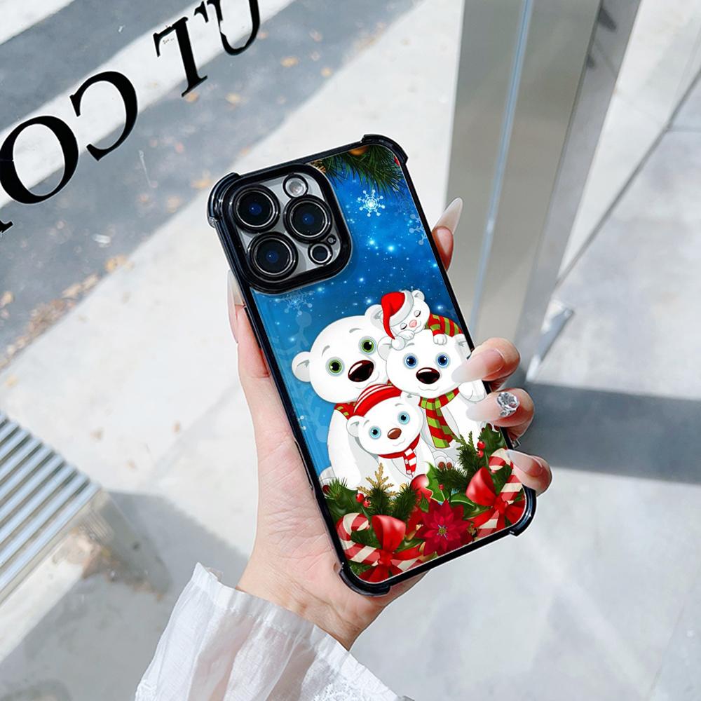 Ae110 Merry Christmas Electroplated TPU Phone Cases for iPhone 16 15 13 11 Pro Max 14 Plus 12 XR Infinix Smart 8 Tecno Four Corner Protection Cover