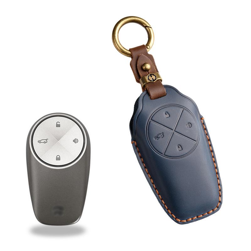 Styling Mouldings Car Fob Key Cover Keychain Accessories Leather Case Holder Protector Shell for Nio Es6 2019 Es8 2018 Keyless E