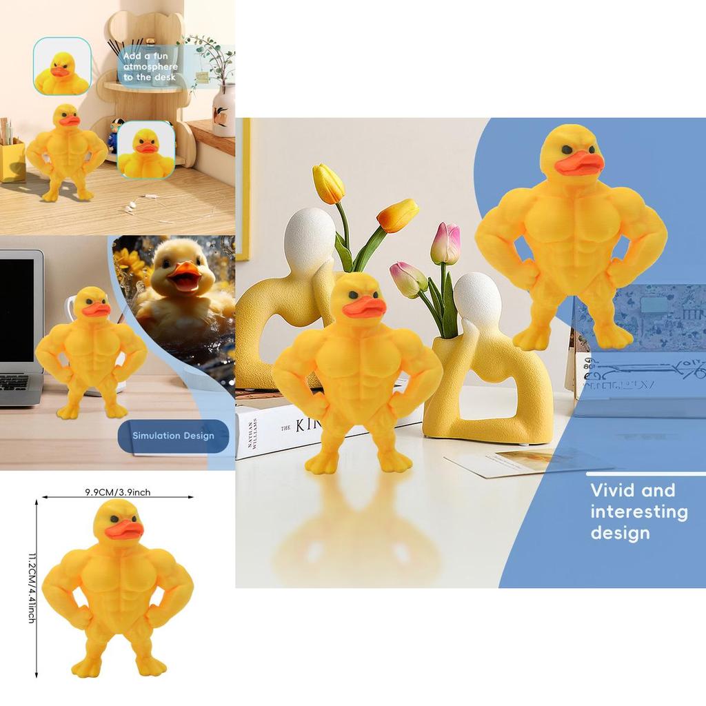 Muscle Small Yellow Duck Novelty Desk Accessory Gift For Living Room And Workspace