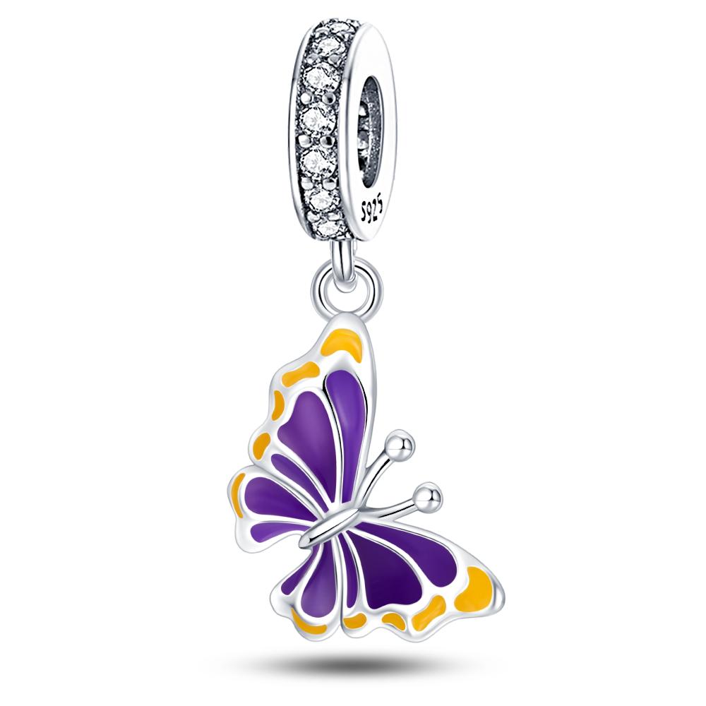 Fashion 925 Copper Fantasy Colorful Butterfly Series Pendent Beads Charms Fit 4MM Hole Diameter Bracelet Zircon Diy Making