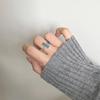 Simple Trendy Retro Party Gifts Simple Rectangular Geometric Ring 2023 New Sterling  Blue Stone Rings for Women