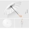 Japanese-Style Minimalist 16K Straight Umbrella with Long Handle, Simple and Stylish Solid Color Leather Handle, Customizable with Printed Logo