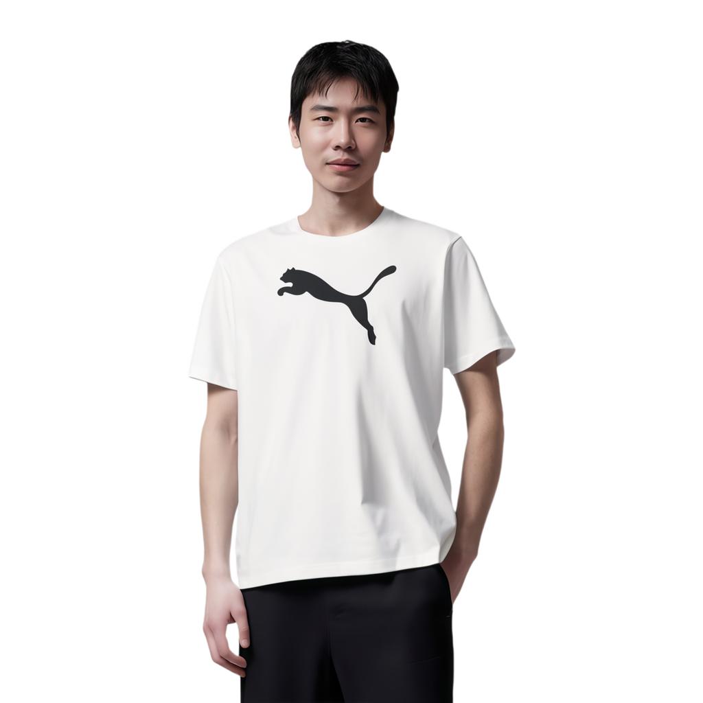 Puma Camiseta Branca Masculina Teamrise Estampa de Logo Vintage Americano Respirável Corte Reto Gola Redonda Manga Curta Tops 658705-04