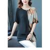 Western-style Loose Short-sleeved Chiffon Shirt Middle-aged and Elderly Summer Round-neck Fashionable Small Shirt
