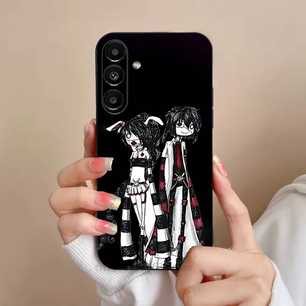 Love Black and Cute Emo Phone Case For Samsung S25,24,23,22,21,S20,Ultra,Plus,FE Black Soft Cover