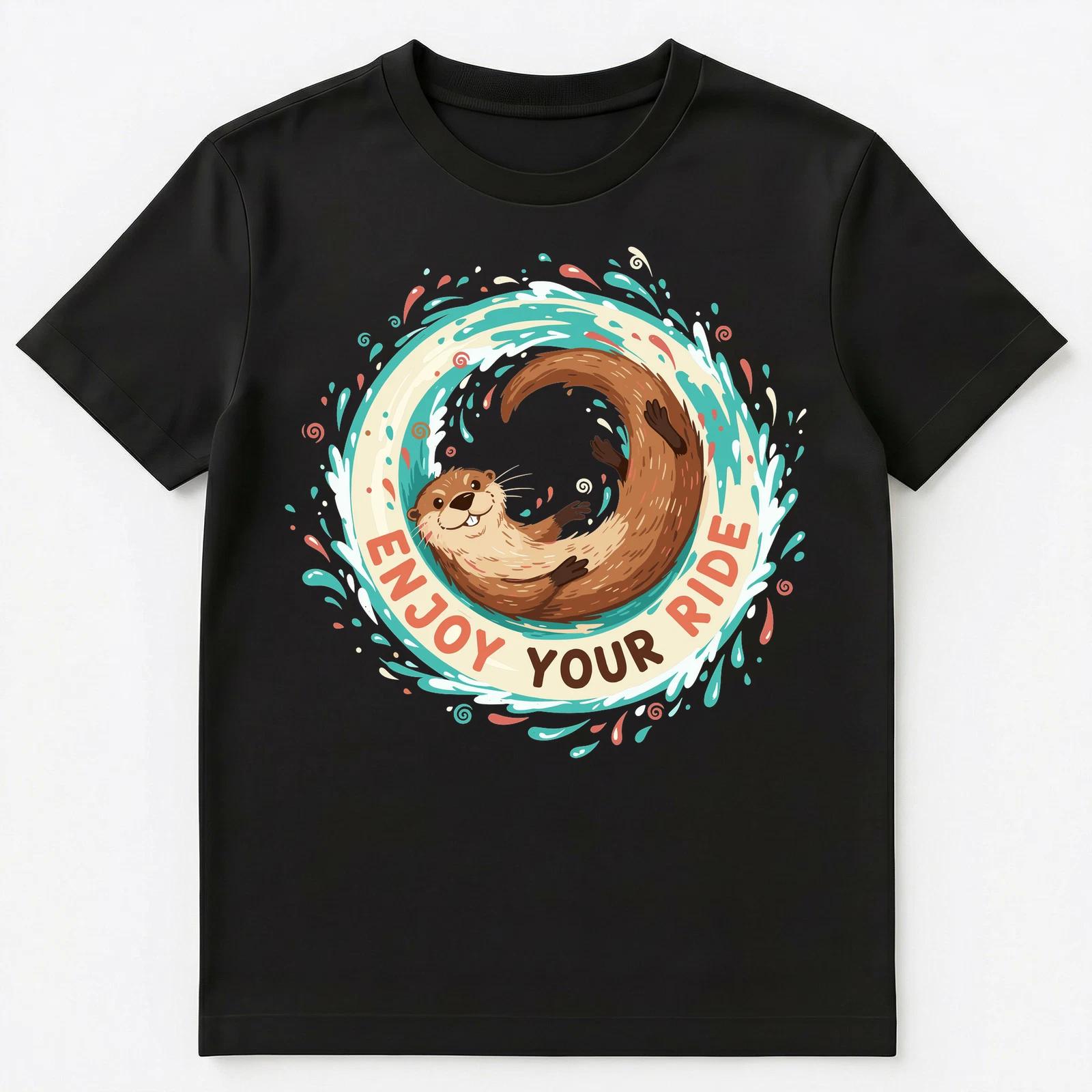 Enjoy Your Ride Otter Water Art Unisex T-Shirt L