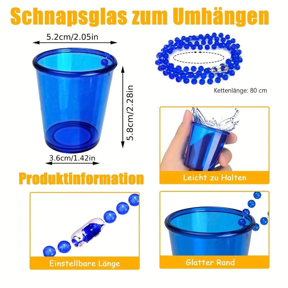 5Pcs Transparent Shot Glass on Beaded Necklace Hanging Plastic Cups  Bridal Showers