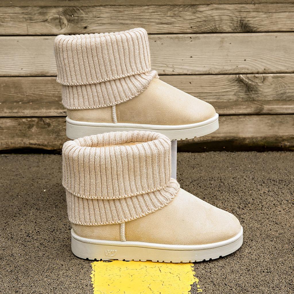Foreign Trade Korean Version of Fashion Knitted Wool Flanged Cotton Boots Cotton Shoes, Fashion Snow Boots Cotton Shoes 2025 Supply