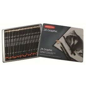 Crayons - Derwent - Boite metal 24 Crayons Graphic - Graphite - Corps hexagonal - 20 degrés