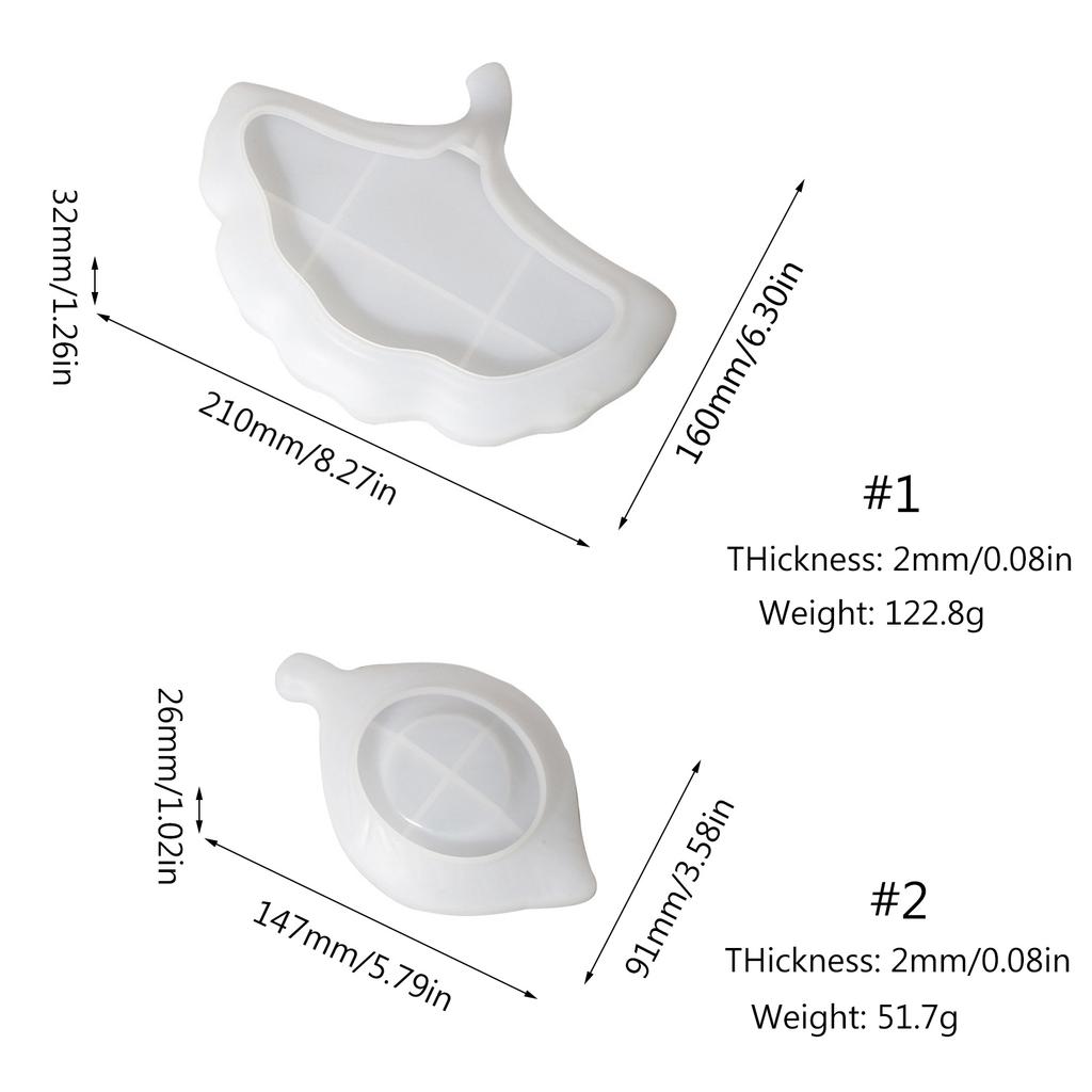 Ginkgo Tray Resin Mold,Silicone Jewelry Tray Mold,Leaf Epoxy Resin Casting Mold for Trinkets Rings Storage Container