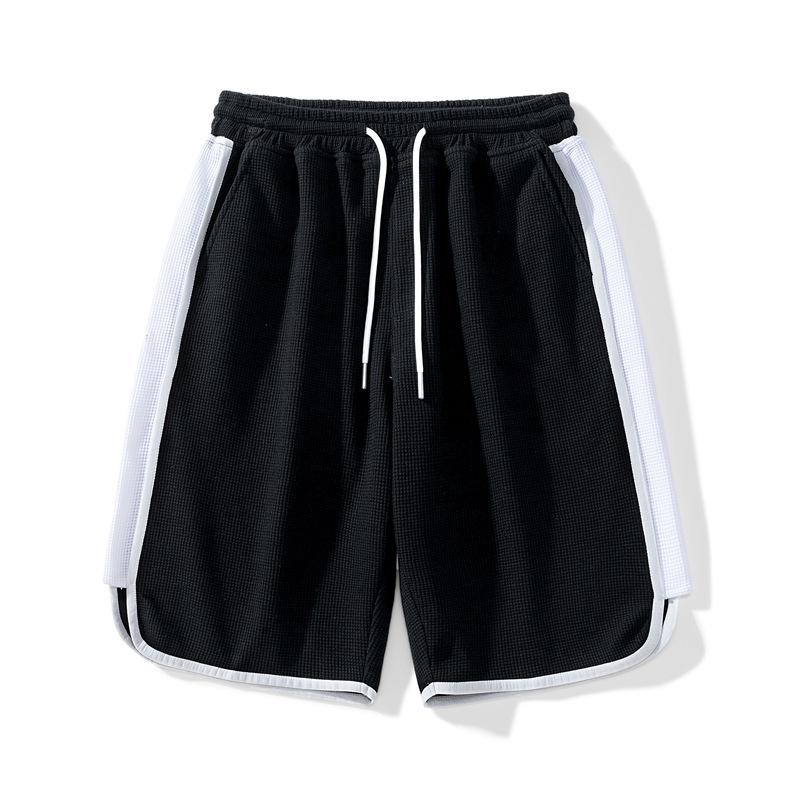 Color Blocked Shorts Men's Summer Outerwear Five Quarter Casual Pants Loose Retro Straight Leg Sports Pants