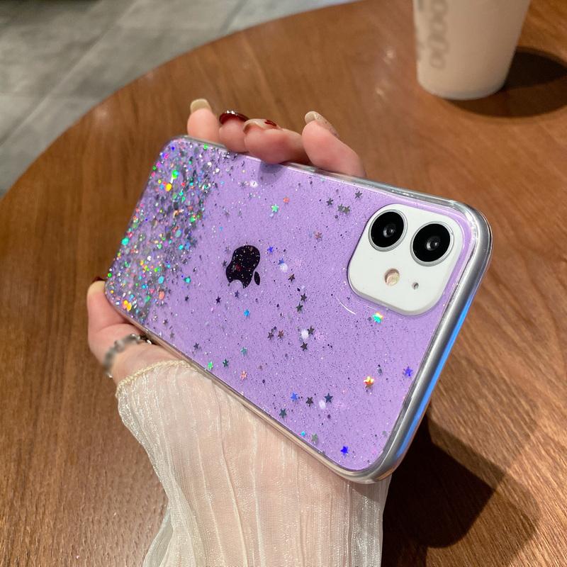 Cute Girl Glitter Stars Soft Silicone Phone Case Cover for Iphone 14 15 Pro Max Plus for Samsung S24 A05 A05S A15 A55 For Redmi 12 12C 13C POCO C65
