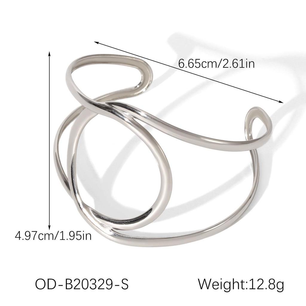 Geometric Stainless Steel Adjustable Bangle Bracelet - Non-fading, Simple, and Versatile Jewelry for Women