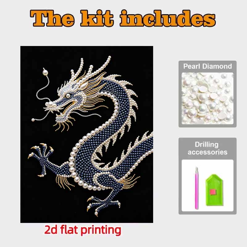 Majestic Chinese Dragon Pearl Painting 5D DIY Pearl Gemstone Art Diamond Painting Kit for Adults/Beginners Gift Ideas Modern Home Decor Wall Art