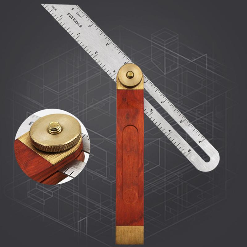 9inch Stainless Steel Sliding Angle Ruler With Wooden Handle Multi Angle Adjustable Measurement Tool