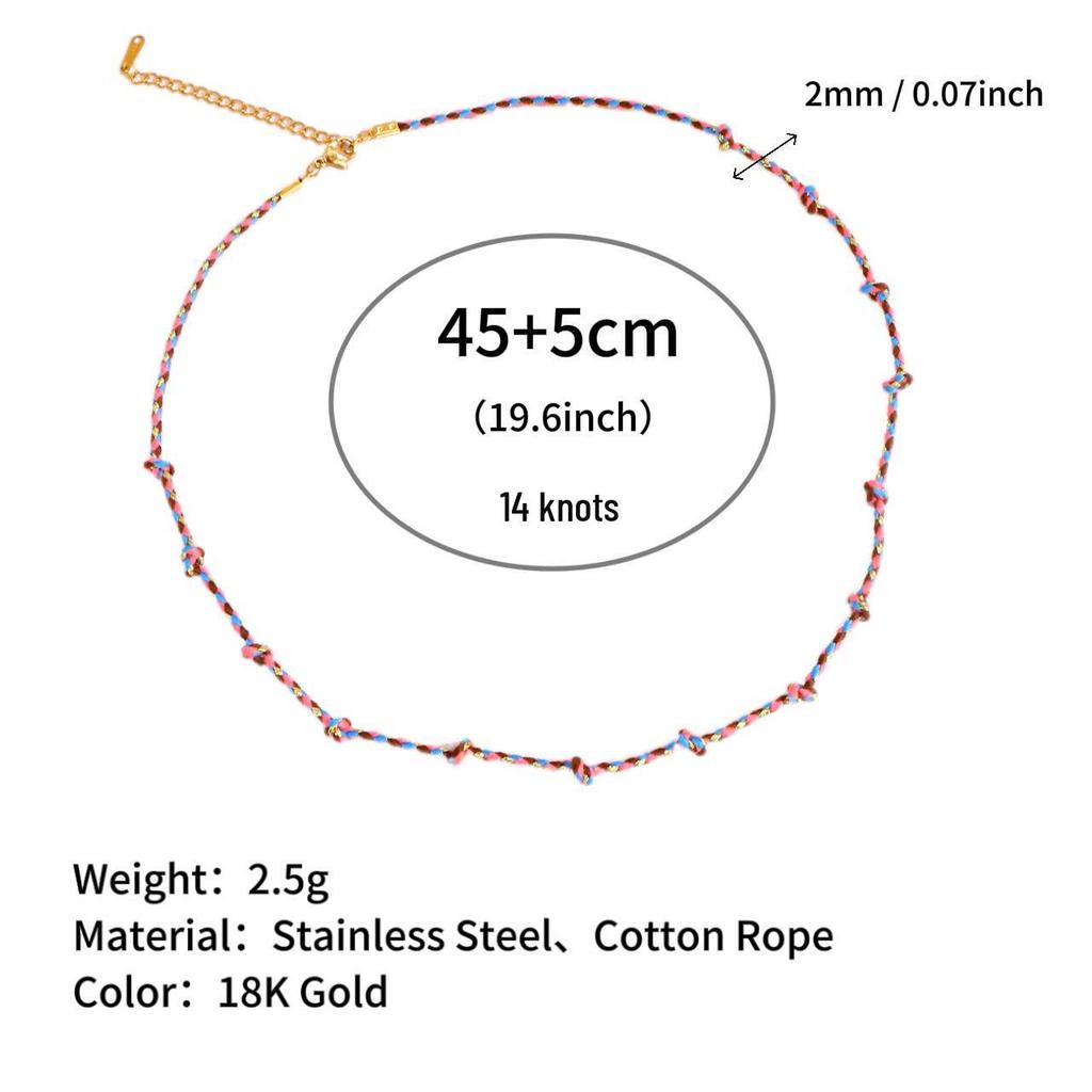 Colorful Dopamine Hot Girl Beach Necklace - European & American Style Cotton Rope Chain