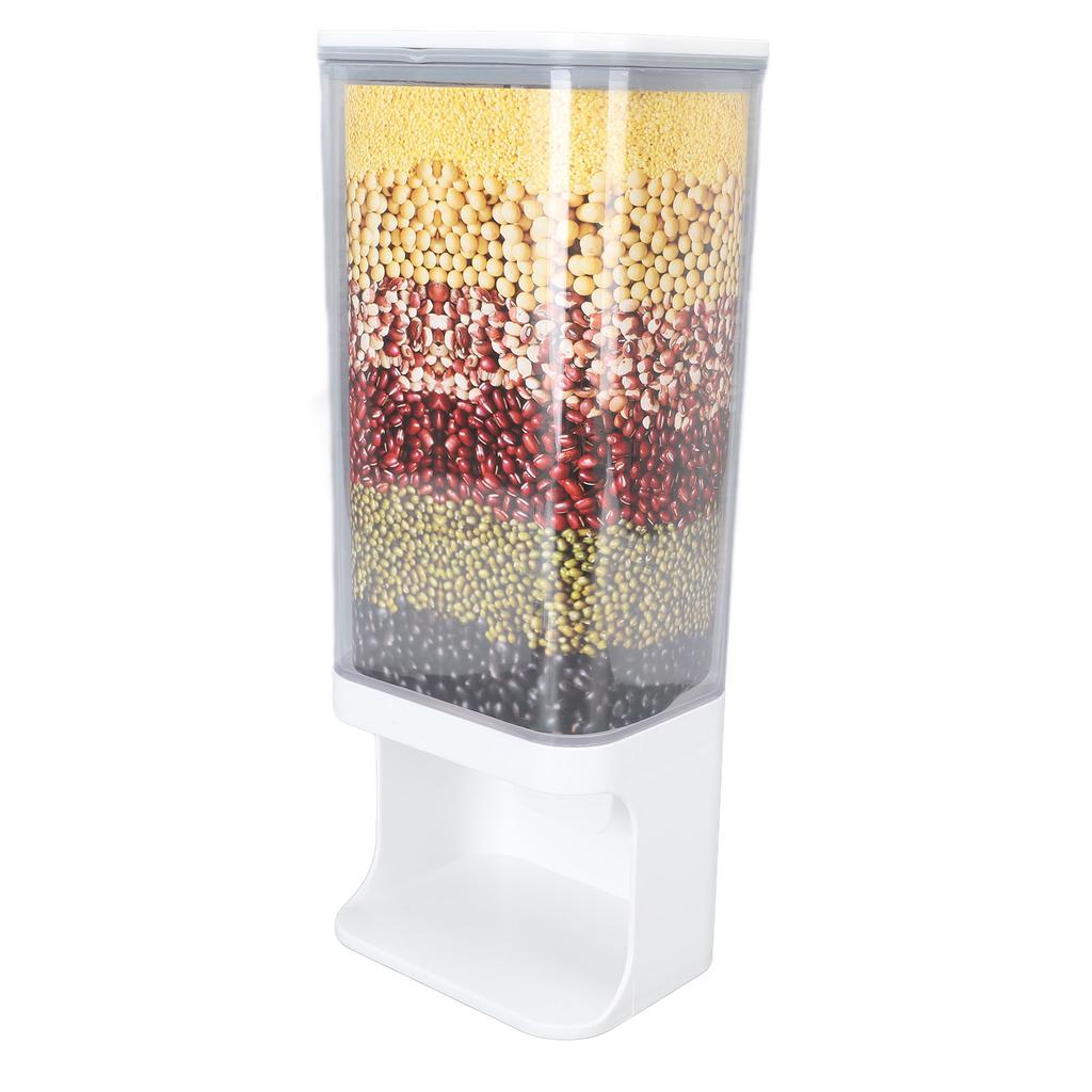 Rice Container tight Storage Dispenser Wall Mounted ed Bucket Press Type Kitchen Supplies