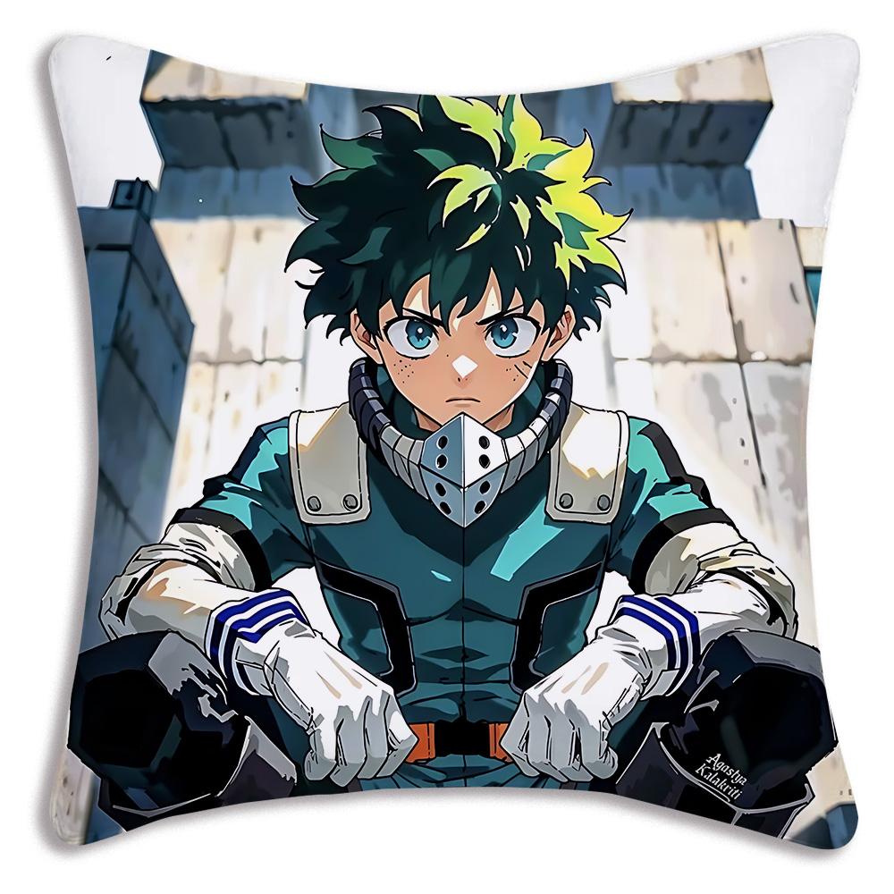Anime My h-Hero Academias Pillow Covers Cartoon Sofa Decorative Home Double-sided Printing Short Plush Cute Cushion Cover