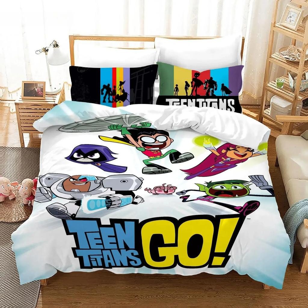 3D Teen Titans Go Cartoon Bedding Set Single Twin Double Queen King Cal King Size Bed Linen Set