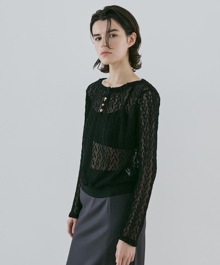 Baillie Crochet Off-Shoulder Knit (Black)