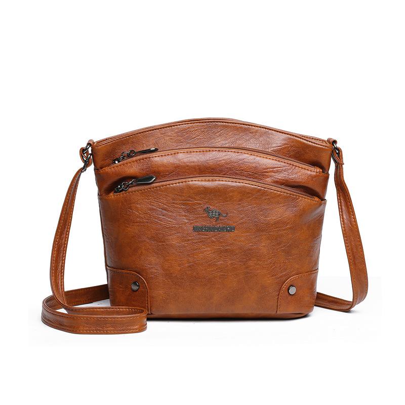 

Сумка через плечо Простая женская сумка Мягкая кожа Повседневная сумка для мамы Женская одноплечевая сумка коричневый