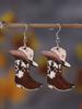 1 Pair Vintage Martin Boots Earrings, Hat Heart Shaped Earrings, Western Cowboy Boot Design, Suitable for Daily Wear