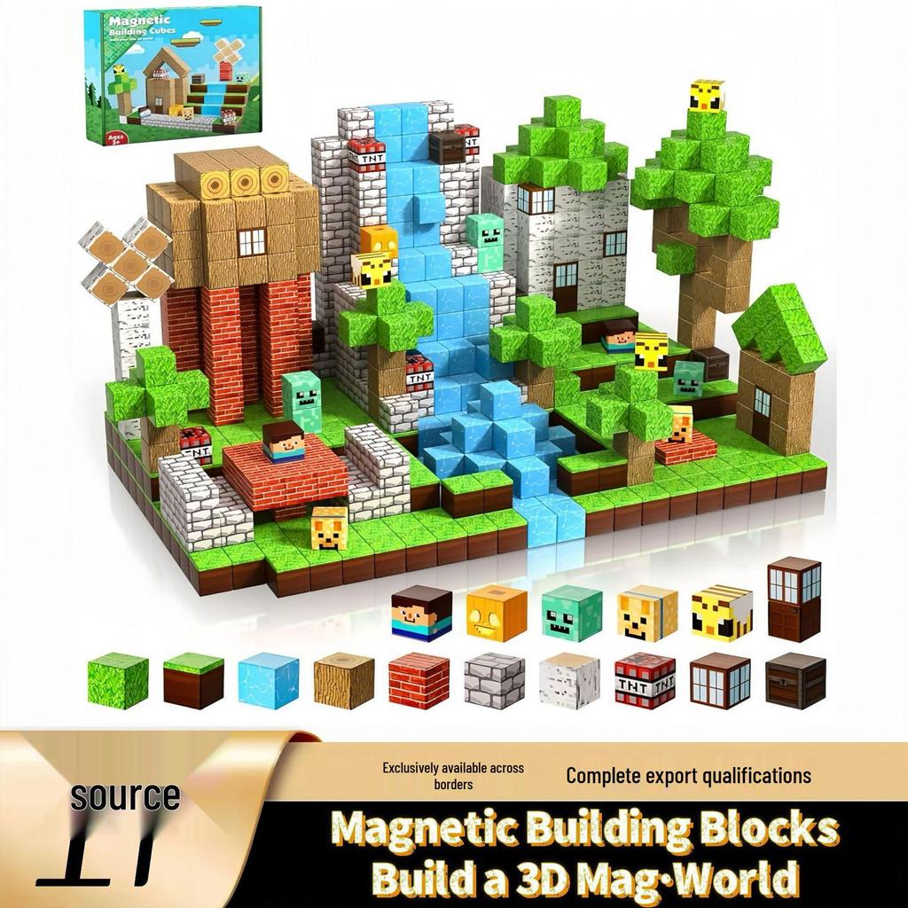 My Block World Children's Magnetic Cubes Set - Primeval Forest