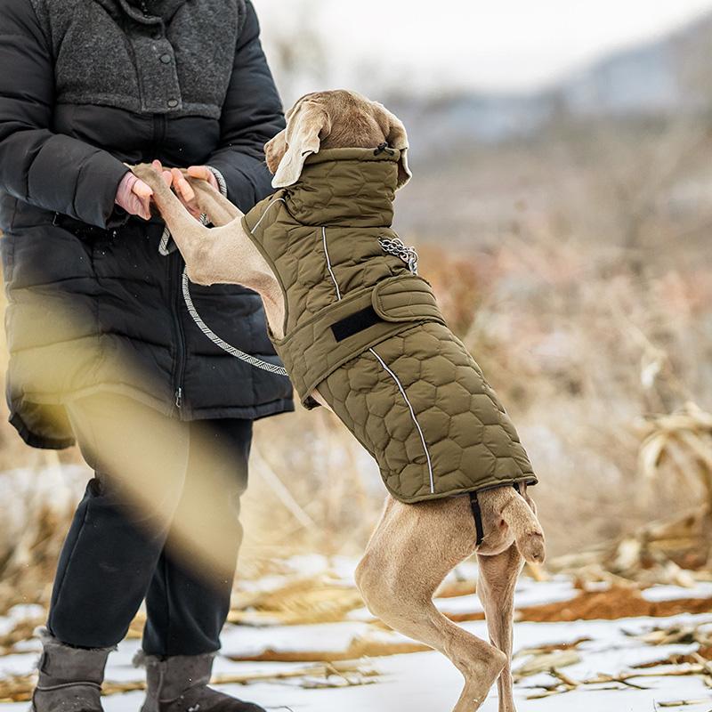 Warm Dog Clothes Turtleneck Winter Whippet Greyhound Parka Clothing Thick Reflective Snowsuit Coat Pet Jacket for Large Breed