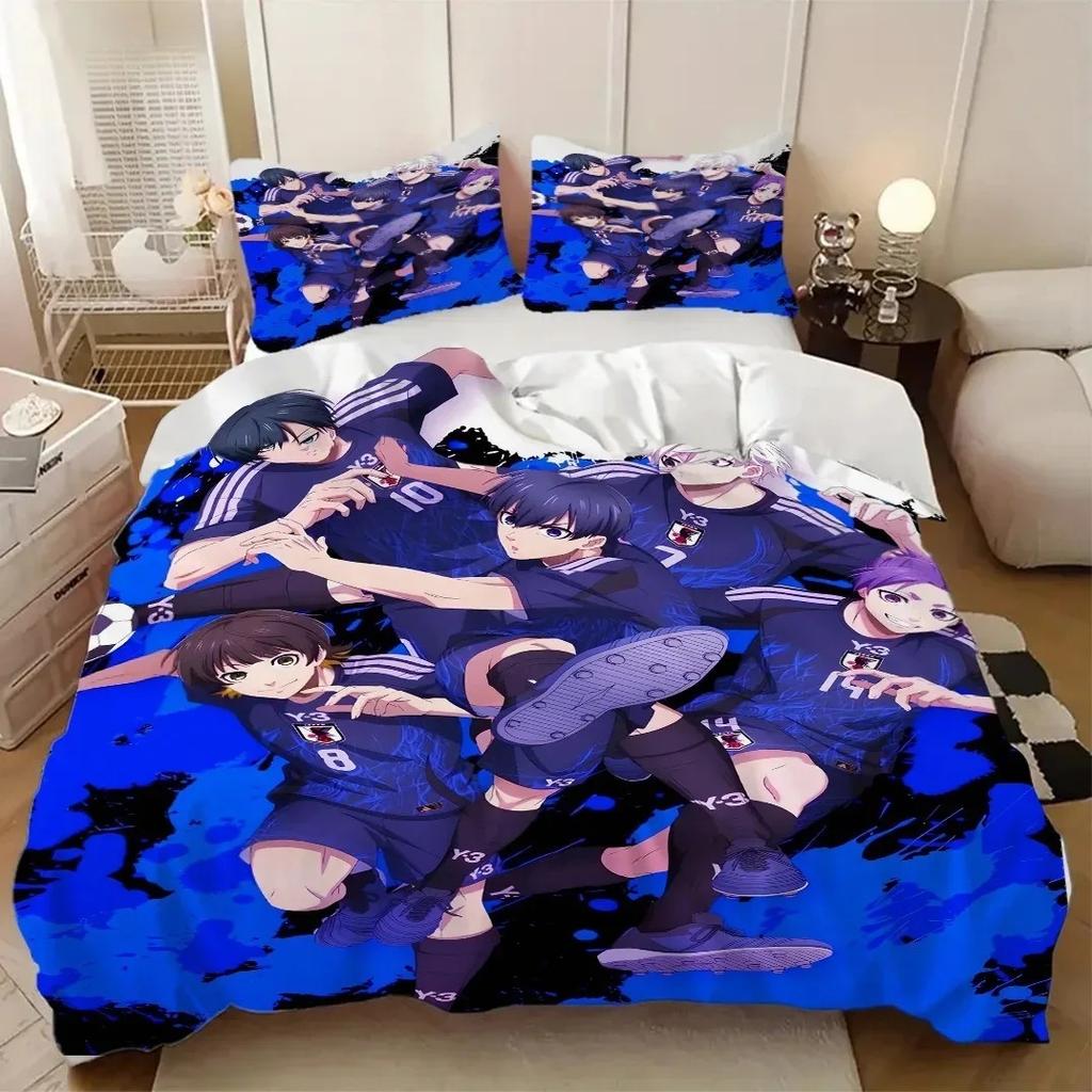 3D B-Blue L-lock duvet cover and pillowcase, anime bedding set for teens and adults, bedroom decoration, gift for boys and girls