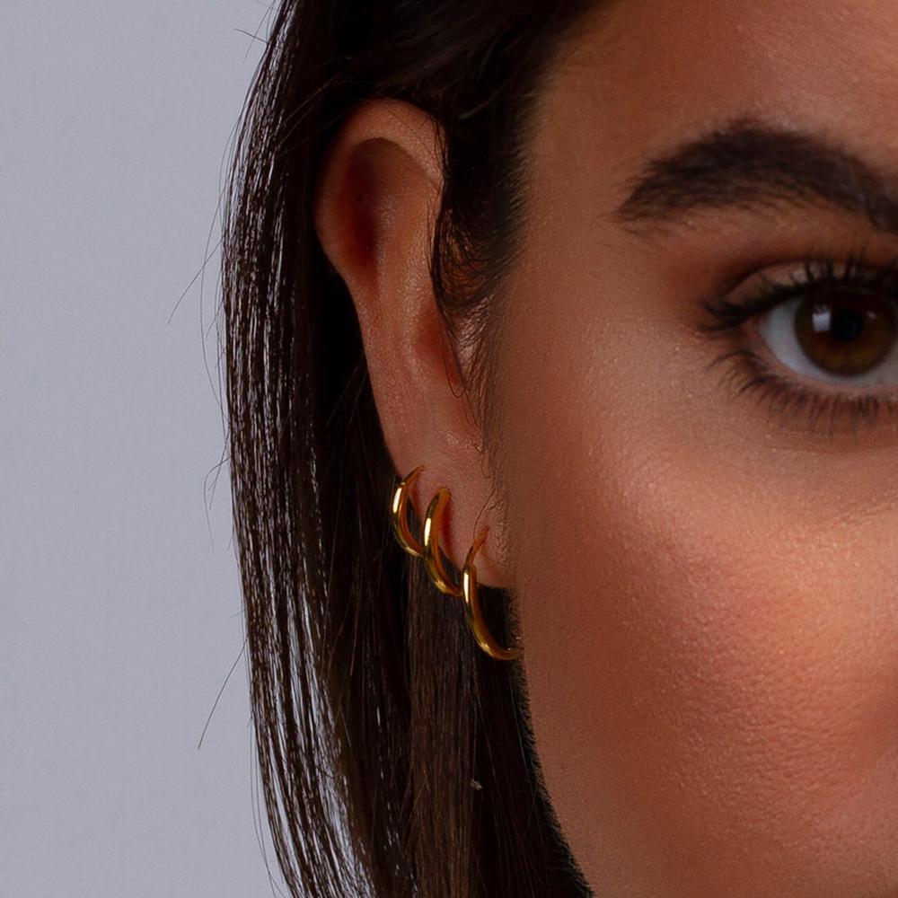 CARLIDANA Luxury Jewelry 14K Gold Plated No Fade Hoop Earrings Simple Style Non Tarnish Stainless Steel Clip On Earrings