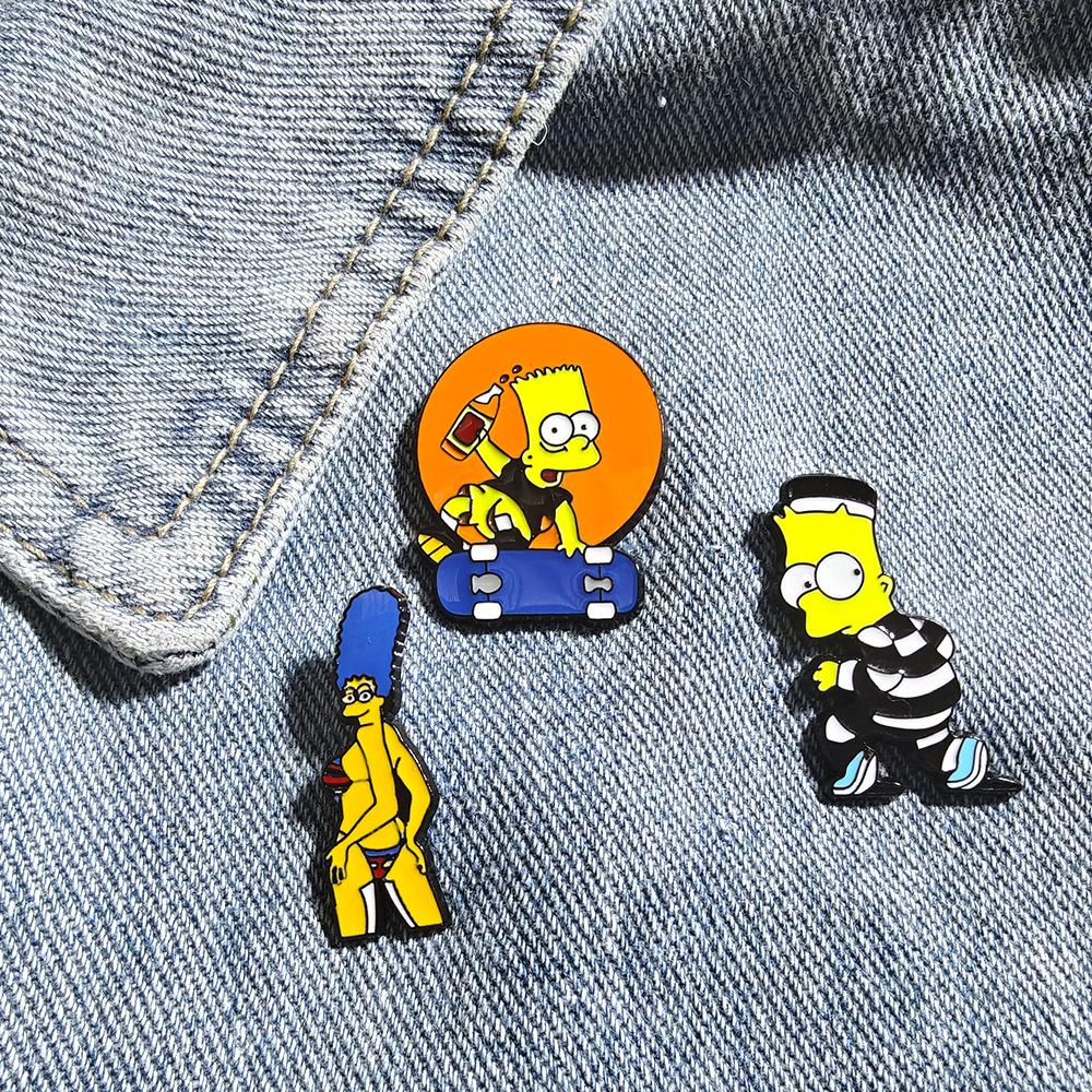 The Simpsons Cartoon Brooch: Cute and Funny Metal Pin Badge for Clothing Decoration