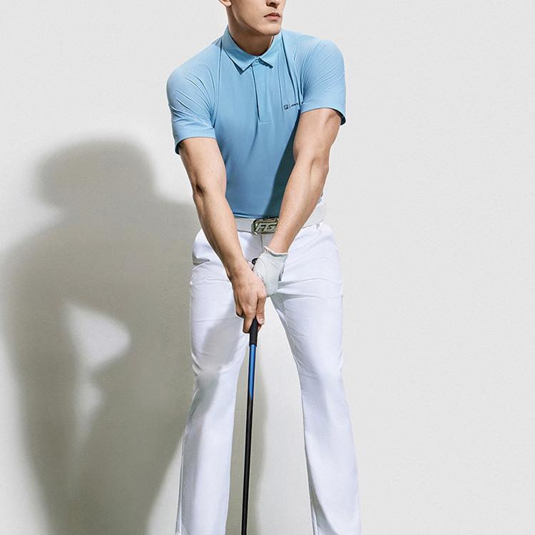 FILA X McLaren Collaboration SS23 Solid Color Back Line Design Golf Short Sleeve Polo Shirt Men Polo Shirts Stone-Blue A11M325112F-BU