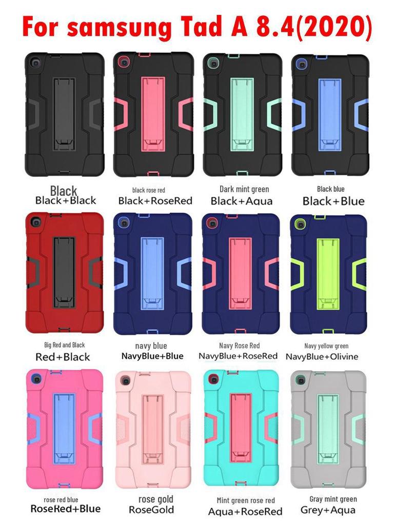 Samsung Tab A8.4 (2020) Schützende 3-in-1-Silikonhülle mit Ständer – sturzsicher und langlebig.