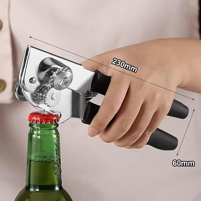 Stainless Steel Manual Can Opener Heavy Duty Handheld with Extra Long Handles for Seniors Elderly Kitchen Use Bottle Opener