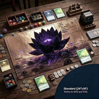Skeleton Lotus-Themed Game Mouse Pad Playmat 24"X14" MTG TCG Office Desk Mat for Work Game PC Laptop Rug Carpet MousePad