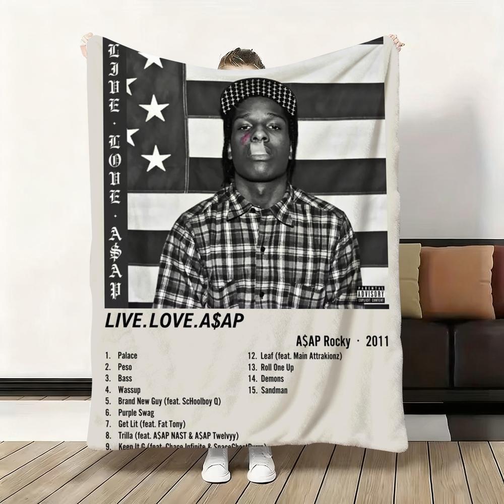 A$Aps R-Rocky A-Asap Throw Flannel Fluffy Soft Blanket Warm Skin-Friendly Throw For Sofa Bed Office Nap Winter