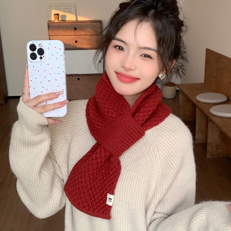 1Pieces Women's Wool Scarf Winter Internet Celebrity Lazy Knitted Warm Solid Color Neck Protection Mountaineering Scarf