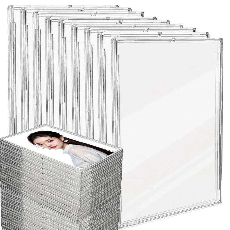 20/1x Clear Acrylic Card Holder with Triangle Display Stand Idol Photo Protective Sleeves Transparent Gaming Trading Card Holder