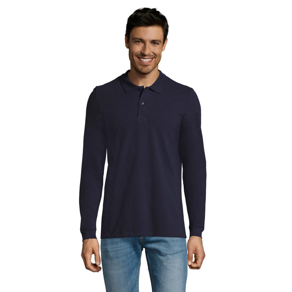 Mens Perfect Plain Pique Long-Sleeved Polo Shirt