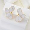 1 Pair Stud Earrings 3D Layered Petal Design Lightweight Alloy Ear Studs French Style Daily Wear Jewelry Gift