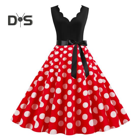 

Женское платье миди с цветочным краем, V-образным вырезом, на шнуровке, облегающее, с высокой талией, с бантом, без рукавов, А-силуэта, свободный подол, точечный принт, ретро 50-х 60-х годов, женское платье с открытой спиной, выпускной вечер L белый/красн