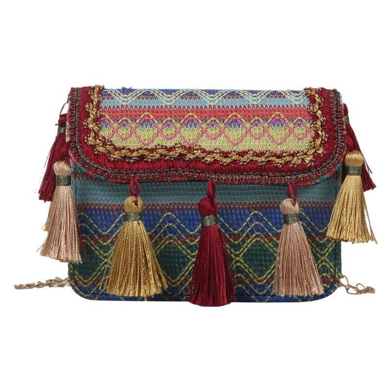 Umhängetasche Damentasche neue Ketten-Umhängetasche Damen Fransen kleine quadratische Tasche personalisierte Messenger-Tasche