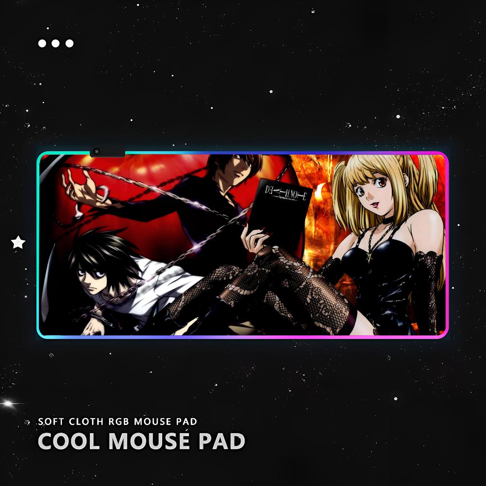 

d-death-h Note Mouse Pad RGB Pc Gamer Keyboard LED Glowing mause pad Mats Rubber Cute Cartoon Gaming Computer csgo lol pubg RGB600x300x3mm