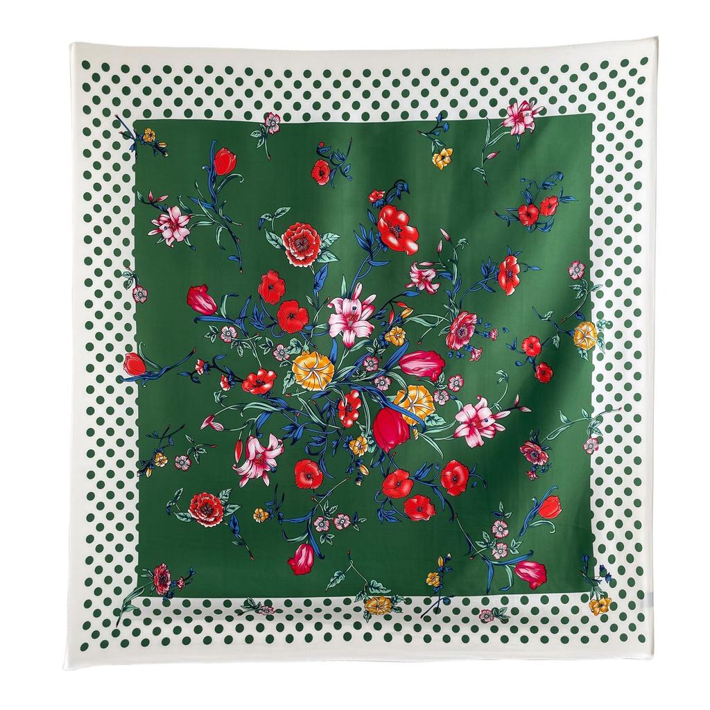 Headscarf Printed Twill Silk Large Square Scarf Small Fragrant Silk Scarf Women'S Anti-Sun Scarf Decorative Scarf Shawl 90Cm