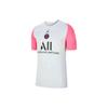 Nike X PSG AJ Color Block Letter Print T-Shirt Unisex Tops Pink White CW1612-043