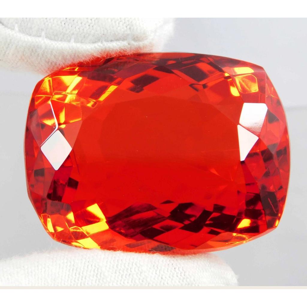 Huge Certified 164.85 Ct Mexican Fire Opal Red Orange Cushion Natural Gemstone