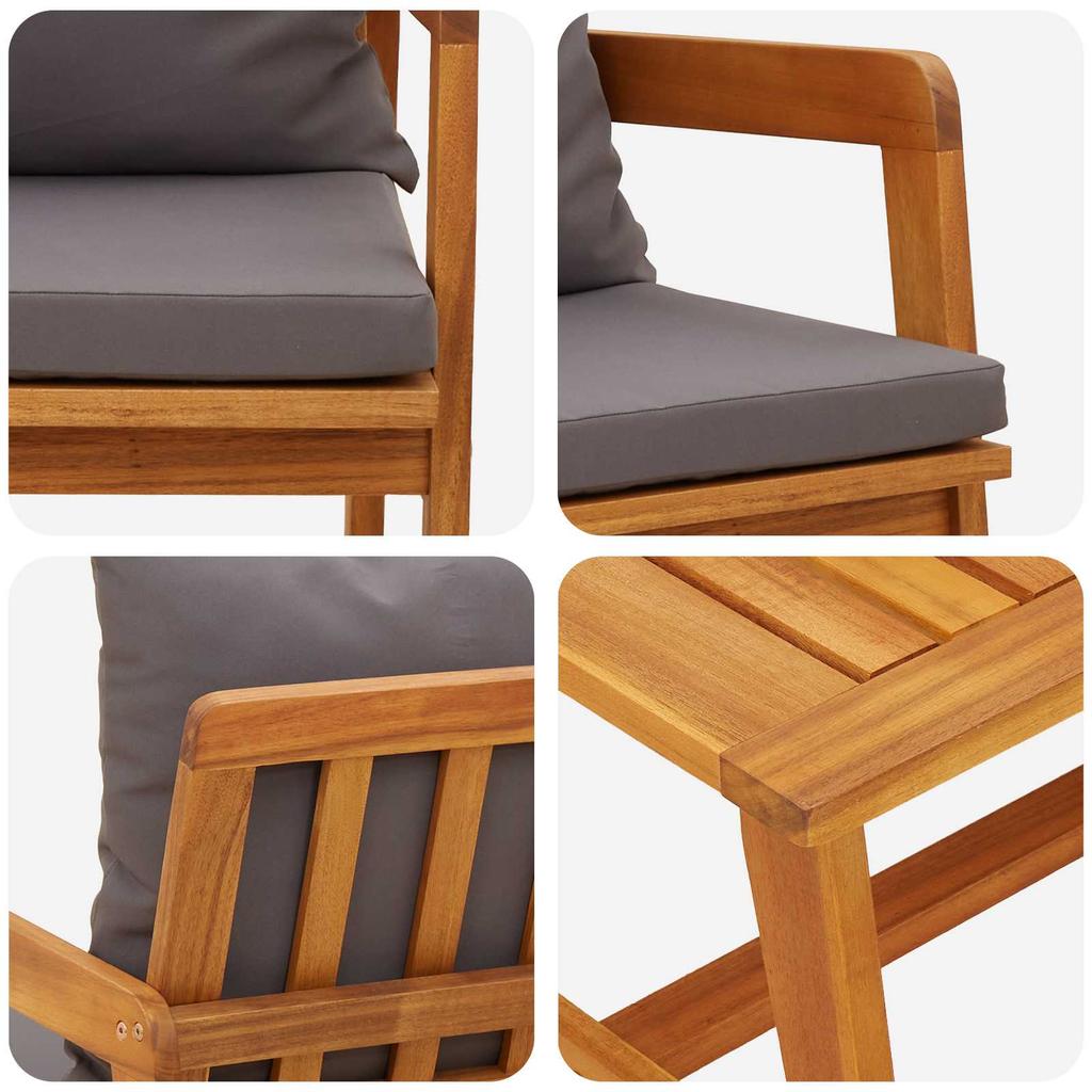 Bistro Set with Cushions 3 Pcs Brown Solid Acacia Wood