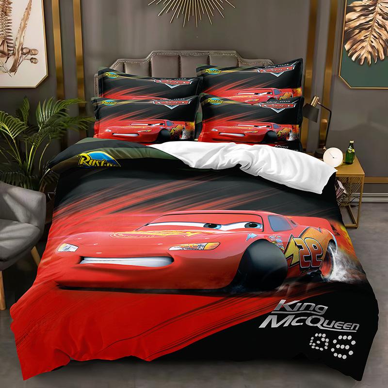 3D Digital Printing Car Story Three-Piece Cartoon Animation Bedding Kit